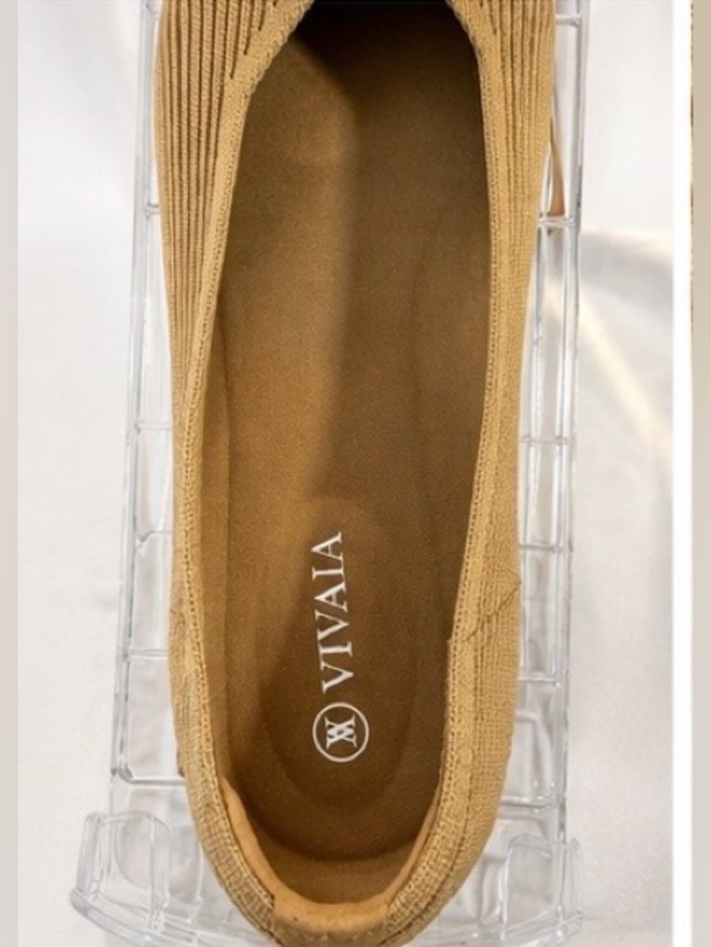 VIVAIA Camel Knit Ballet Flats Square Toe Washable Women’s 8.5 EU - Picture 2 of 5